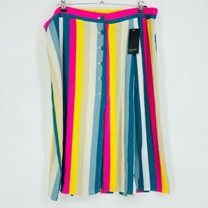 Free Press Women High Waist Stripe Midi Skirt XXL